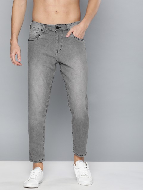 

HERE&NOW Men Grey Slim Tapered Fit Low-Rise Clean Look Stretchable Ankle Length Jeans