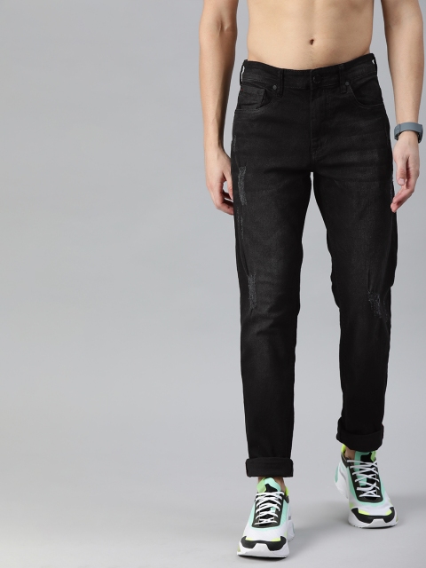 

HERE&NOW Men Black Slim Fit Mid-Rise Mildly Distressed Stretchable Jeans