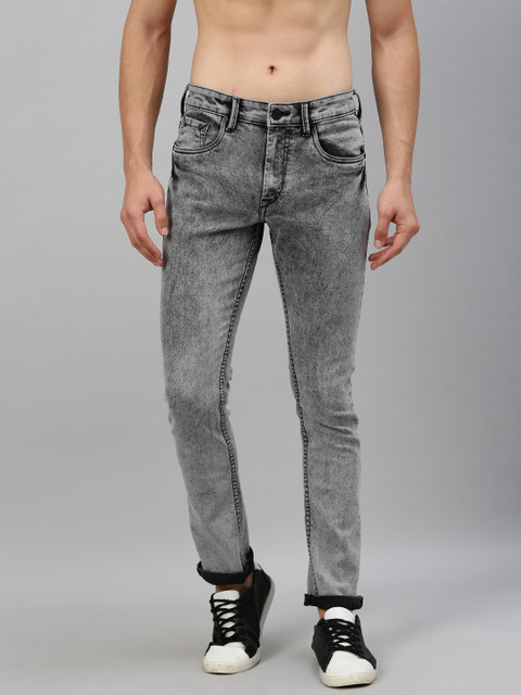 

HERE&NOW Men Grey Skinny Fit Mid-Rise Clean Look Stretchable Jeans