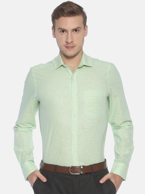 

CAVALLO by Linen Club Men Green & Blue Regular Fit Checked Formal Shirt