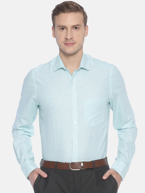 

CAVALLO by Linen Club Men Cotton Linen Blue Regular Fit Checked Sustainable Formal Shirt