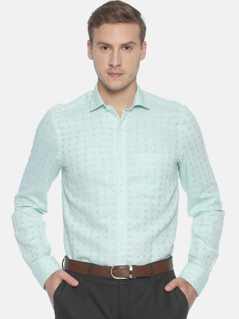 

CAVALLO by Linen Club Men Green Regular Fit Printed Formal Shirt