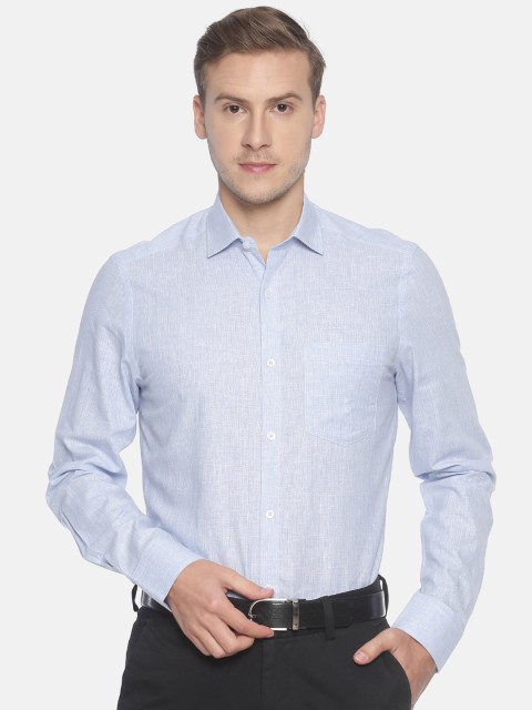 

CAVALLO by Linen Club Men Blue Regular Fit Self Design Formal Shirt