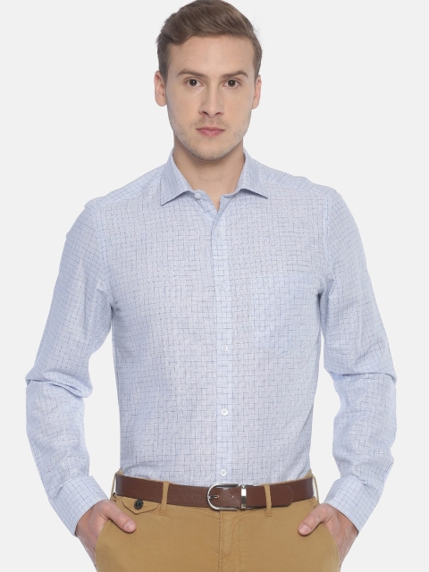 

CAVALLO by Linen Club Men Blue Regular Fit Checked Formal Shirt