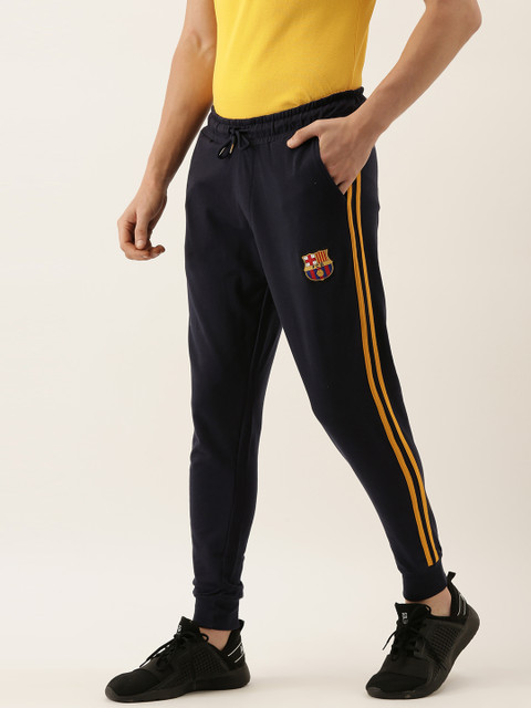 

FC Barcelona Men Navy Blue Printed Joggers with Side Striped Detail