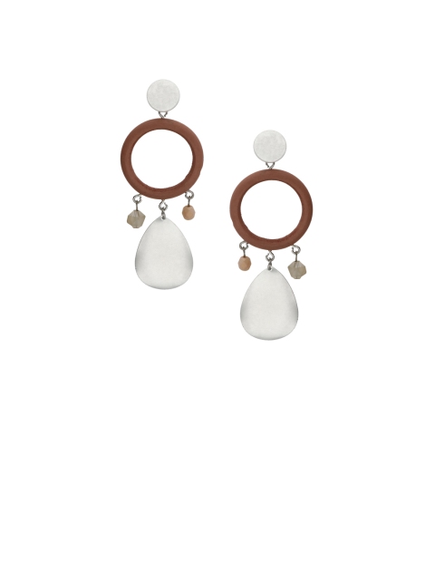 

Sia Art Jewellery Silver-Toned & Brown Classic Drop Earrings