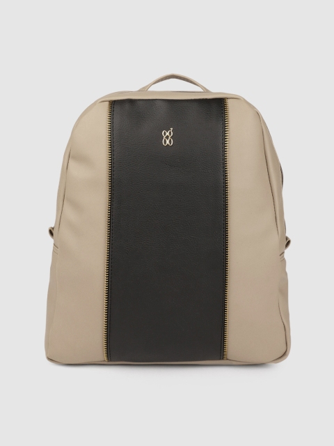 

Baggit Women Beige & Black Colourblocked Backpack