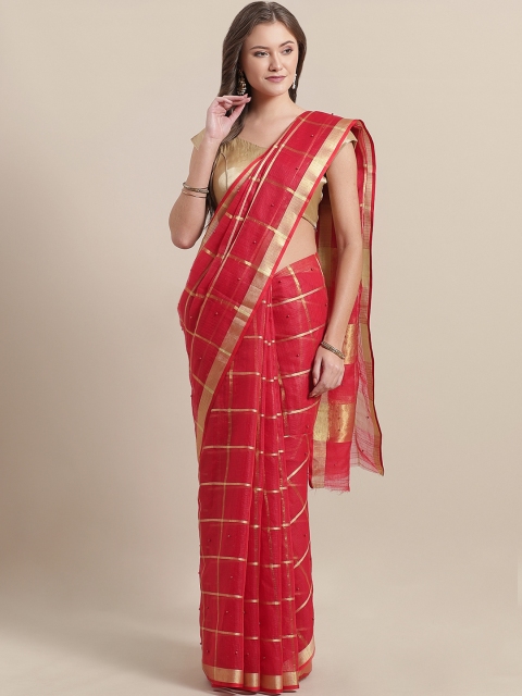 

Mitera Red Checked Kota Saree