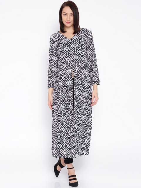 

Akiva Black & Off-White Printed Maxi Top