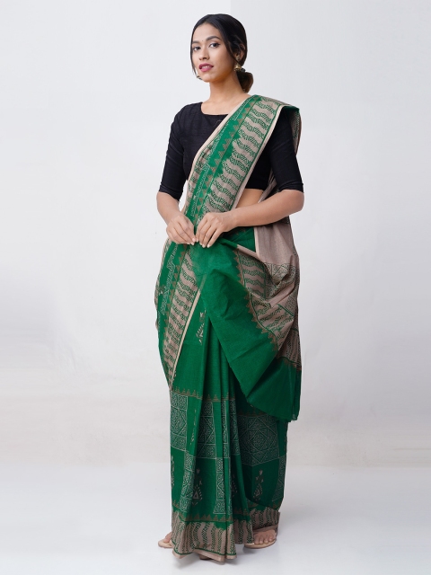 

Unnati Silks Green Organza Printed Kota Saree