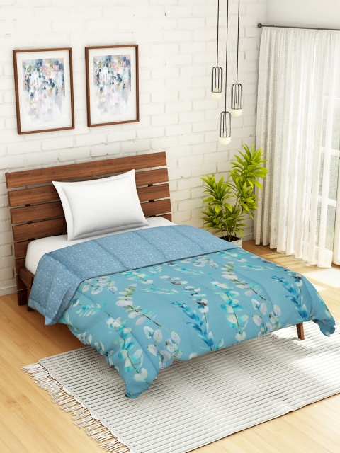 

WELHOME Blue Floral AC Room 110 GSM Single Bed Quilt