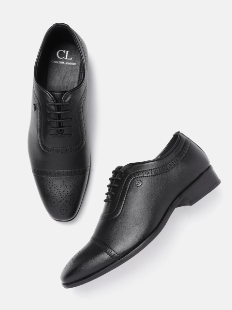 

Carlton London Men Black Perforated Formal Oxfords