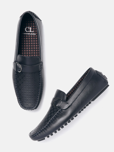

Carlton London Men Navy Blue Textured Driving Shoes