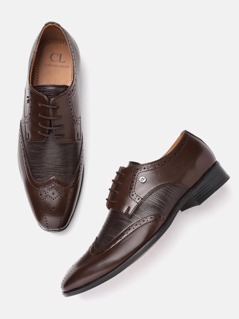 

Carlton London Men Coffee Brown Textured Formal Brogues