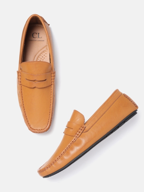 

Carlton London Men Tan Brown Solid Penny Loafers