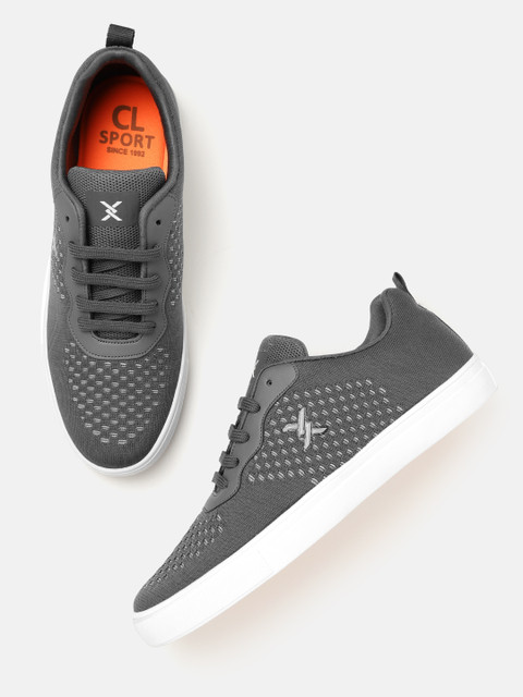 

Carlton London sports Men Charcoal Grey Woven Design Sneakers