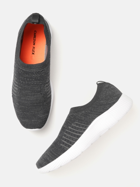 

Carlton London sports Men Grey Woven Design Slip-Ons