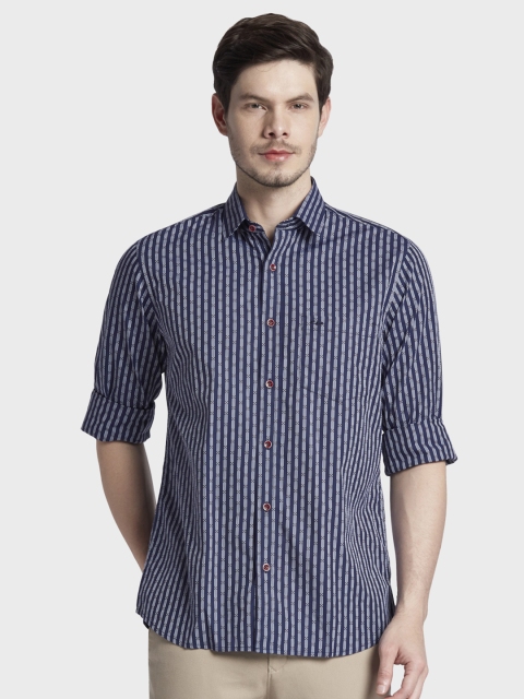 

ColorPlus Men Blue Tailored Fit Striped Casual Shirt