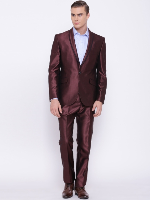 

V Dot by Van Heusen Burgundy Single-Breasted Slim Partywear Suit