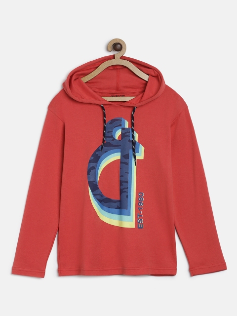 

Gini and Jony Boys Red Printed Hooded T-shirt