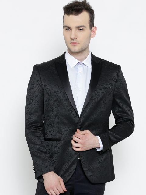 

Blackberrys Black Jaquard Single-Breasted Partywear Blazer