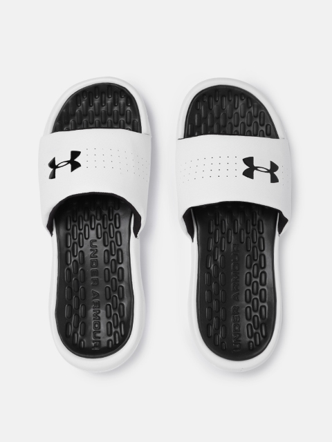 

UNDER ARMOUR Women White & Black Playmaker Fixed Strap Textured Sliders