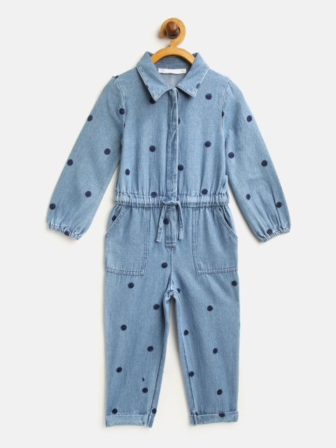 

Marks & Spencer Girls Blue Embroidered Denim Basic Jumpsuit