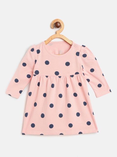 

Marks & Spencer Girls Pink & Navy Blue Polka Dot Print A-Line Dress