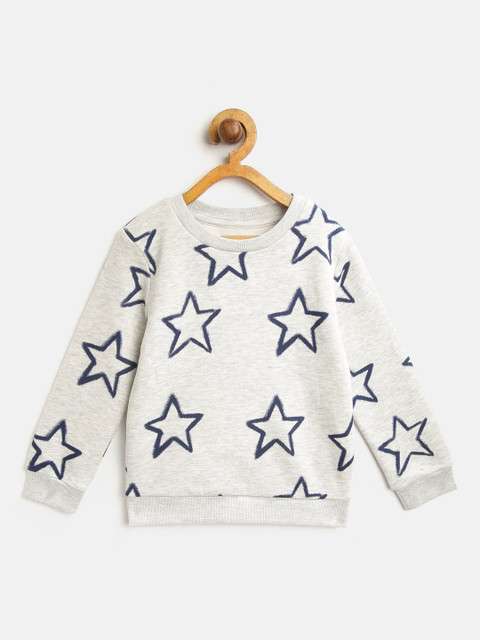 

Marks & Spencer Boys Grey Melange & Navy Blue Printed Sweatshirt