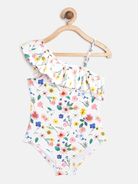 

Marks & Spencer Girls White Floral Print One-Shoulder Monokini