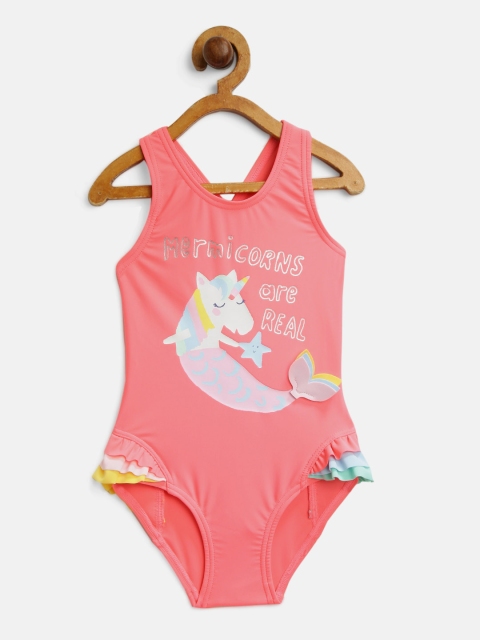 

Marks & Spencer Girls Coral Pink Printed Swim Bodysuit