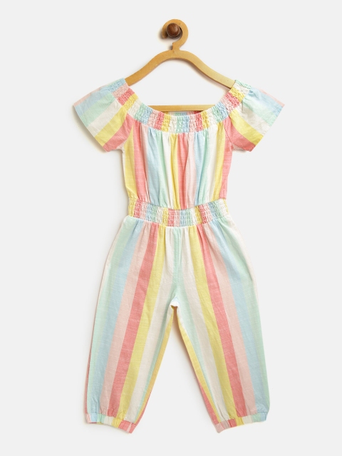 

Marks & Spencer Girls Multicoloured Striped Off-Shoulder Basic Jumpsuit, Multi