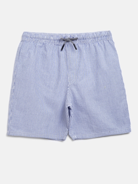 

Marks & Spencer Boys Blue & White Striped Regular Fit Sports Shorts