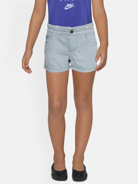 

Marks & Spencer Girls Blue Solid Regular Fit Woven Pure Cotton Denim Shorts