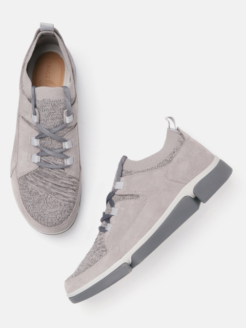 

Clarks Men Grey Melange Woven Design Sneakers