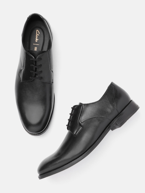 

Clarks Men Black Solid Leather Formal Derbys