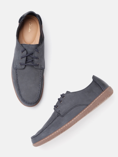 

Clarks Men Navy Blue Solid Nubuck Derbys