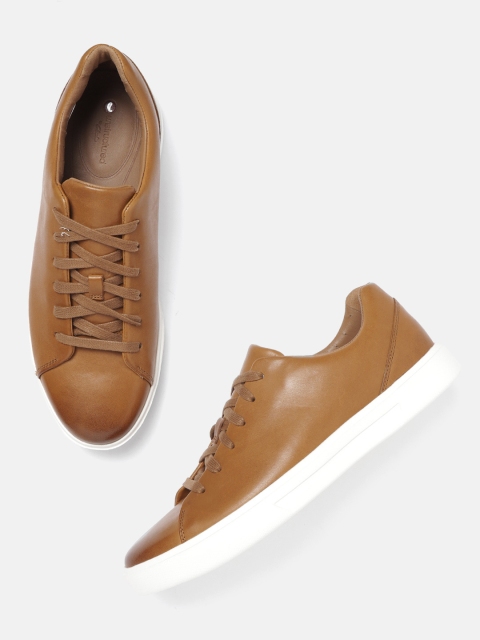 

Clarks Men Tan Brown Leather Solid Sneakers