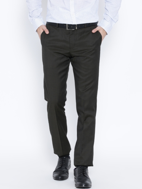 

Blackberrys Olive Brown Sharp Fit Formal Trousers