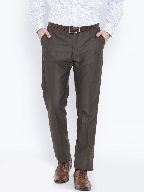 

Blackberrys Olive Brown Sharp Fit Formal Trousers