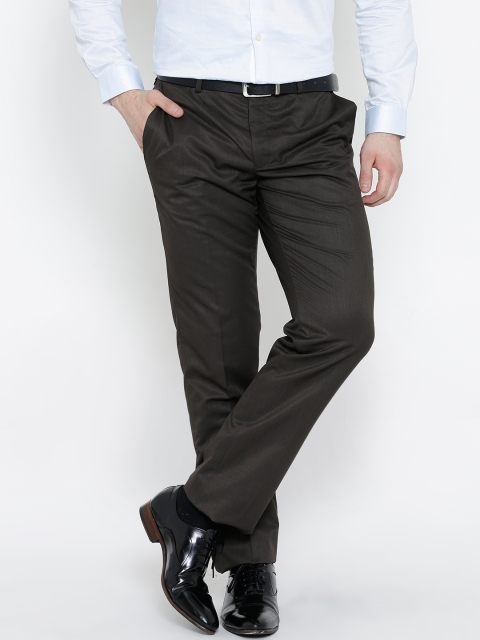 

Blackberrys Olive Brown Sharp Fit Formal Trousers
