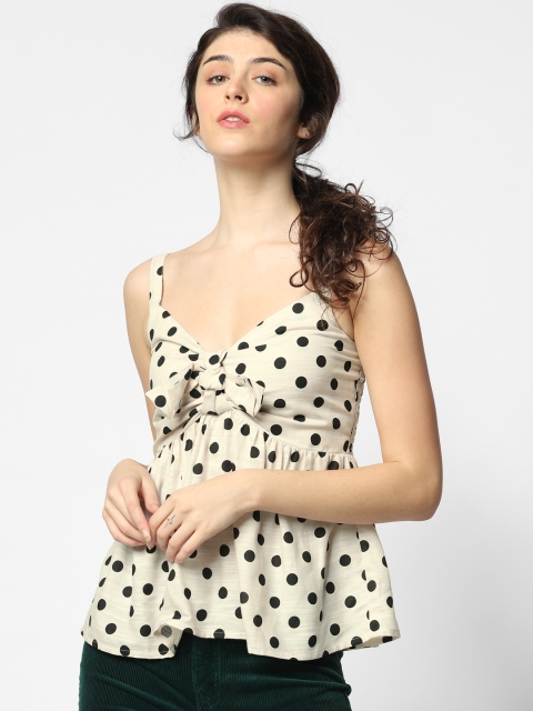 

ONLY Women Pink & Black Printed Top With Tie-Up Detail