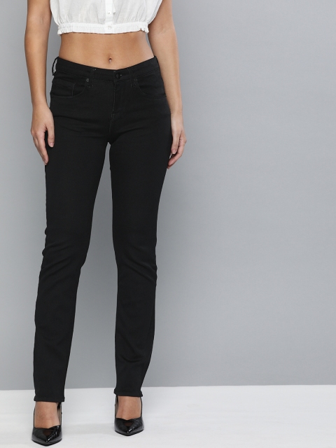 

HERE&NOW Women Black Slim Fit Mid-Rise Clean Look Stretchable Jeans