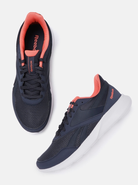 

Reebok Men Navy Blue Woven Design Quick Motion 2.0 Running Shoes