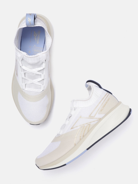 

Reebok Women White & Beige Colourblocked Fusium 20 Sock Running Shoes