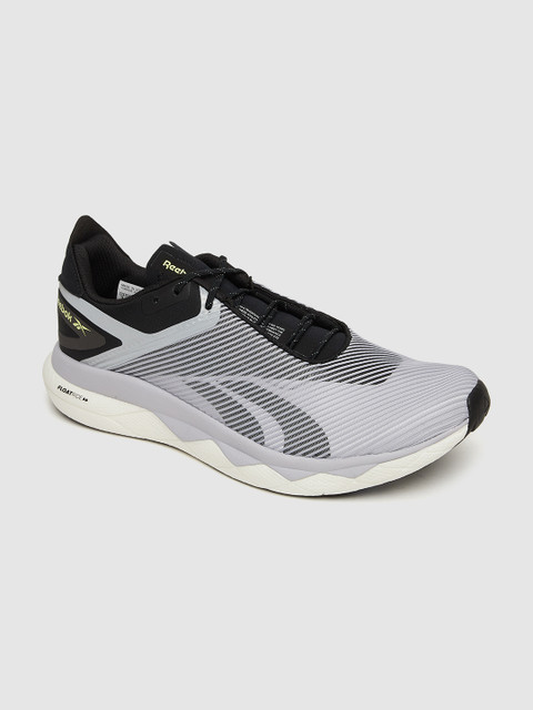 

Reebok Men Grey & Black Self Striped Floatride Panthea Running Shoes