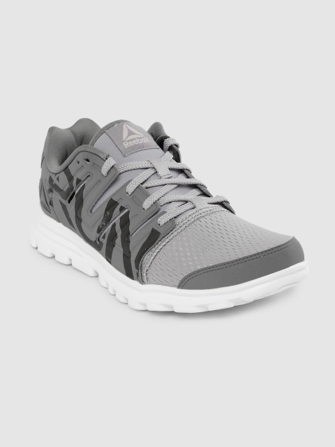 

Reebok Men Charcoal Grey & Black Ultra Speed V3 LP Printed & Woven Design Running Shoes