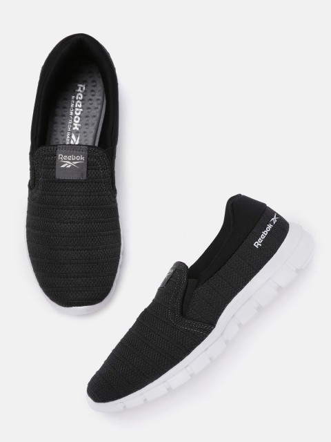 

Reebok Men Black Self Striped Leap Slip-On Walking Shoes