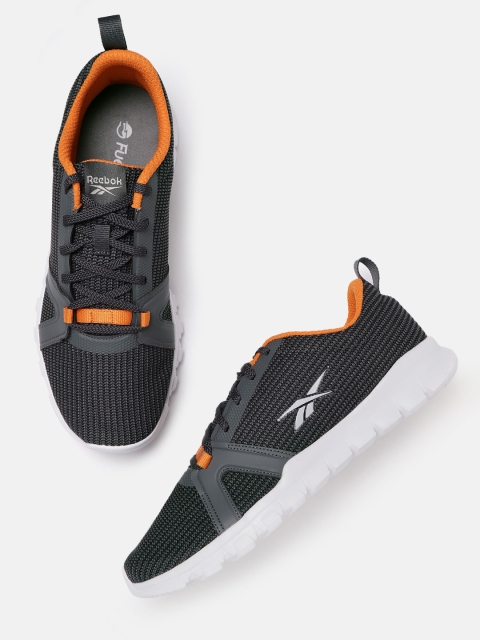 

Reebok Men Charcoal Grey Self Striped Lite LP Training Shoes