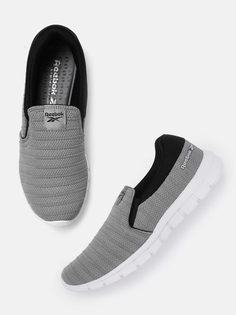 

Reebok Men Grey Self Striped Leap Slip-On Walking Shoes